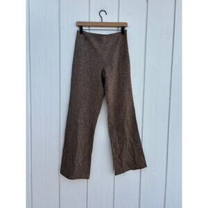 Brown Tweed‎ Wide Leg Pants, Recycled Wool Blend, Size 5/6